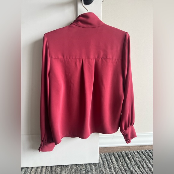 Aritzia Pink Silk Long Sleeve Blouse, Size XS - Picture 2 of 8